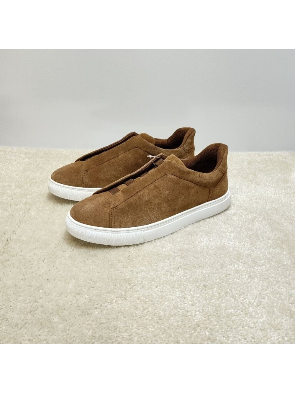 George Gore Slip On Sneakers Men 9.5 Suede Leather Cognac Brown Skater Shoe NWOT